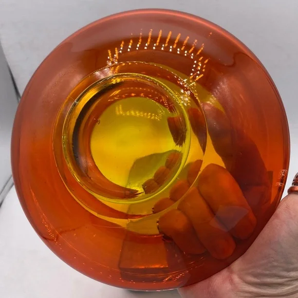 Vintage Viking Glass Amberina Ivy Ball Vase Mid-Century Modern Art Glass Vase - Picture 3 of 8